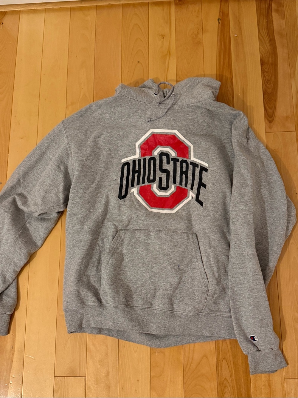 Champion Gray Ohio State Crewneck Sweatshirt with Red Logo
